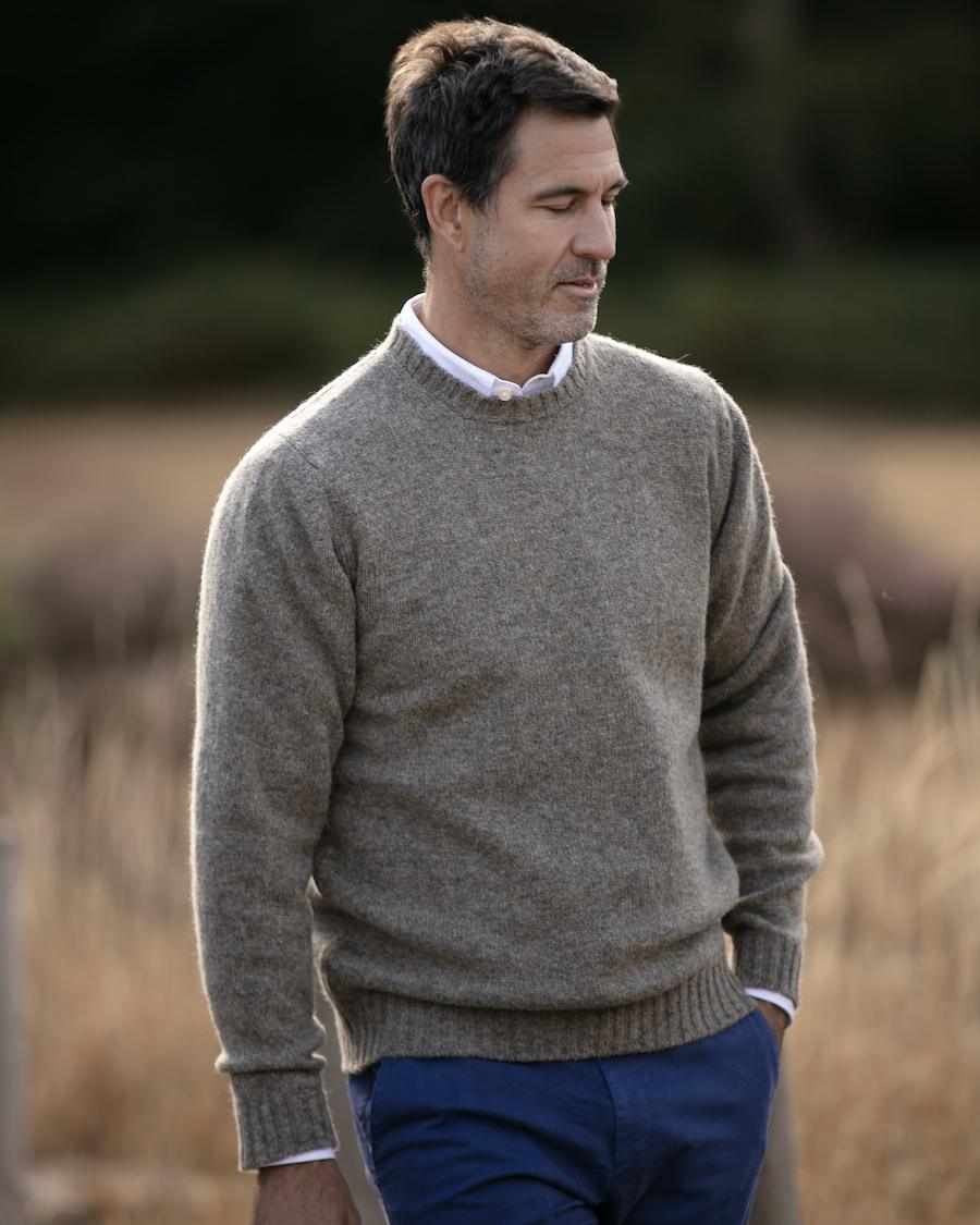 Shetland Crew Neck Jumper – Oyster Shetland Crew Neck Jumper – Oyster