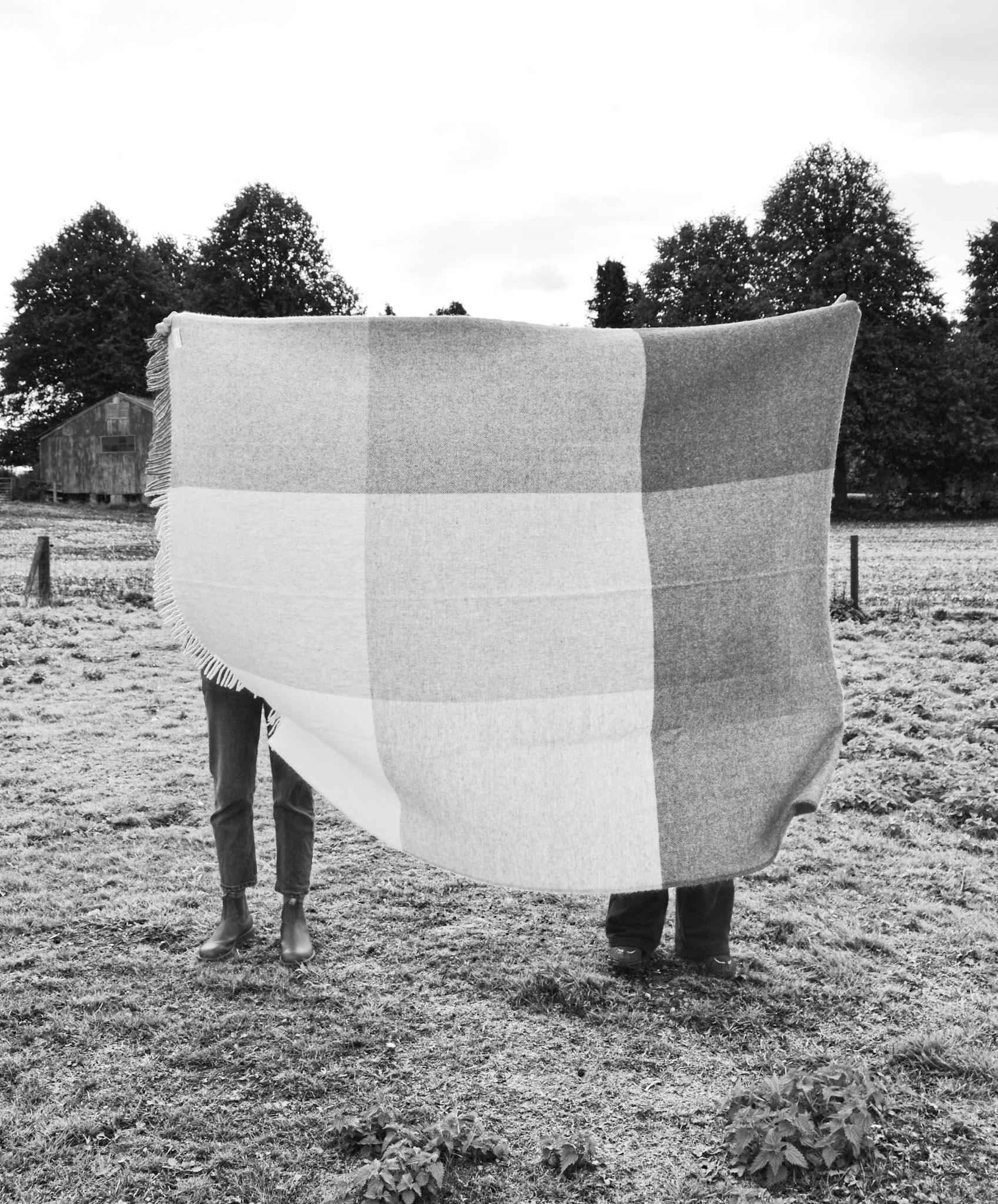 Melton Throw, Grey Check Melton Throw, Grey Check