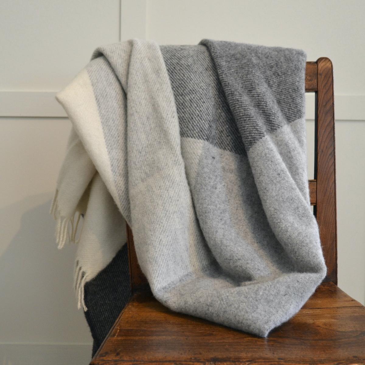 Melton Throw, Grey Check Melton Throw, Grey Check