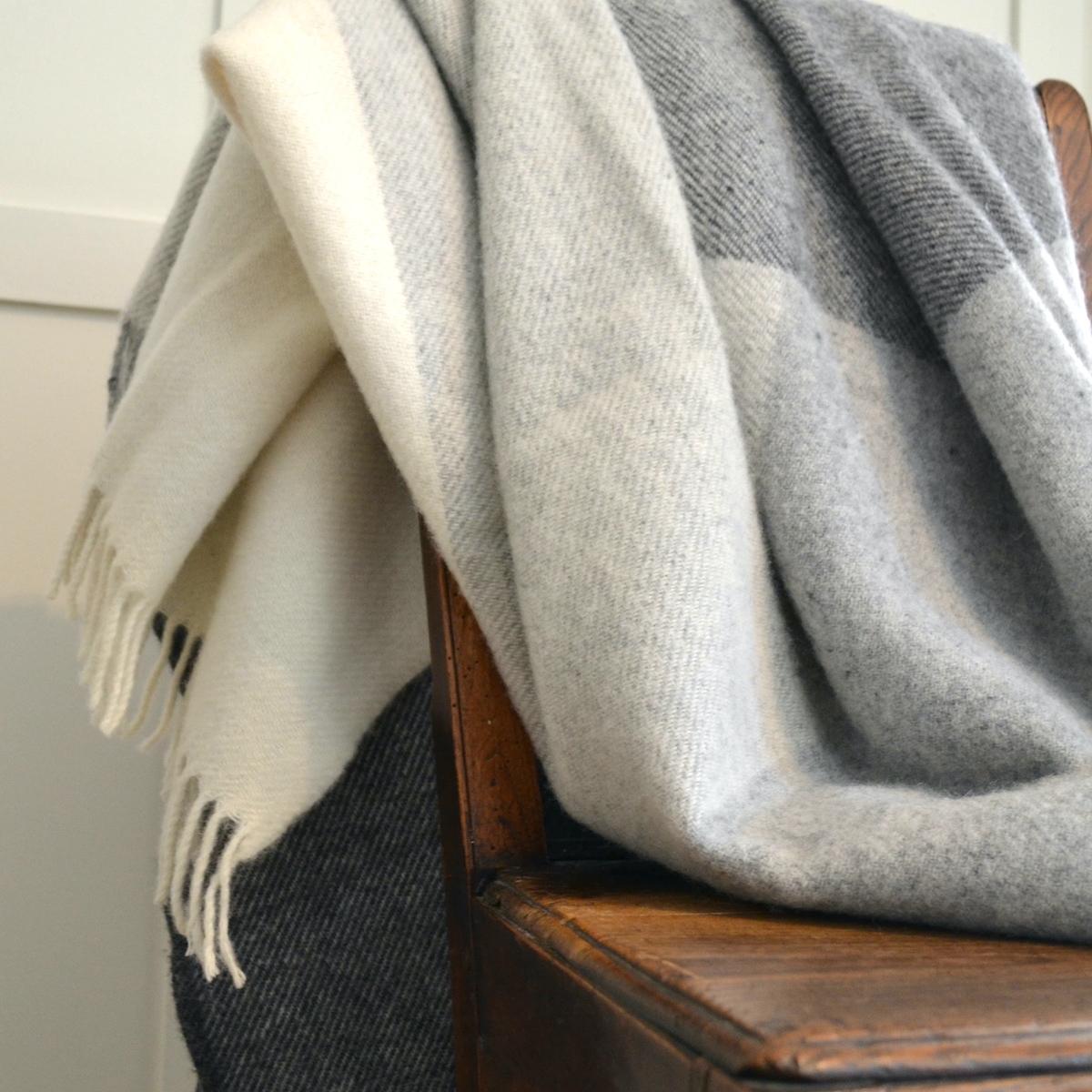 Melton Throw, Grey Check Melton Throw, Grey Check